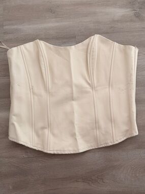 Fashion Nova Cream Strapless Corset Top
